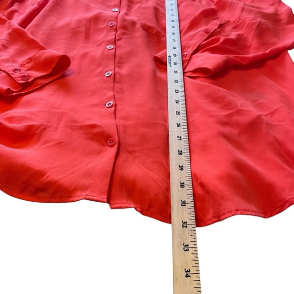 Torrid Dark Coral/Orange Button-Up Blouse-Front Pocket-Drapes in Back-Size 4X - Picture 6 of 13